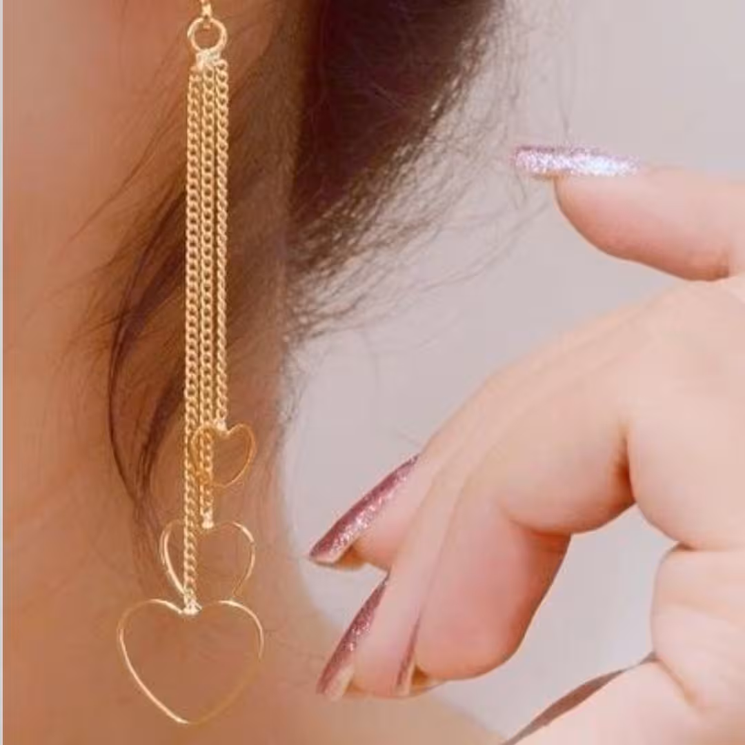 گوشواره آویز قلب رنگ ثابت