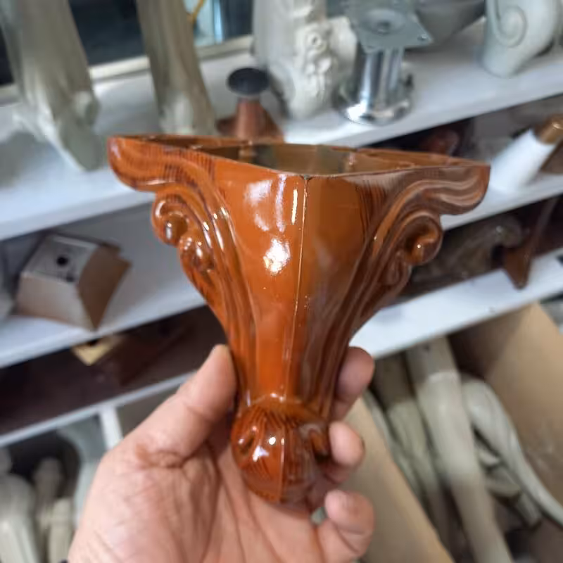 پایه مبل و میز  و جاکفشی و میز  آرایشی مدل کبکی رنگ قهوه ای پک 4 عددی