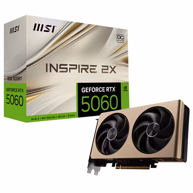 کارت گرافیک ام اس آی مدل GeForce RTX 5060 INSPIRE 2X OC با ظرفیت 8 گیگابایت GDDR7