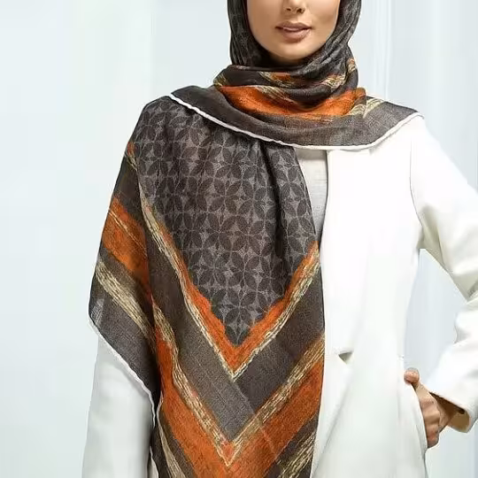 روسری پاییزی زنانه دور دست دوز قواره 120