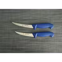 ست چاقوی چربی‌گیری حرفه‌ای Ritter | برند زولینگن (Solingen) | ساخت آلمان | شامل دو چاقو با تیغه فولادی ضدزنگ 13 و 15 سانتی‌متری | رنگ آبی | طراحی ارگونومیک | مناسب برای قصابی، کشتارگاه و آشپزخانه صنعتی | مناسب برای جدا کردن چربی گوشت