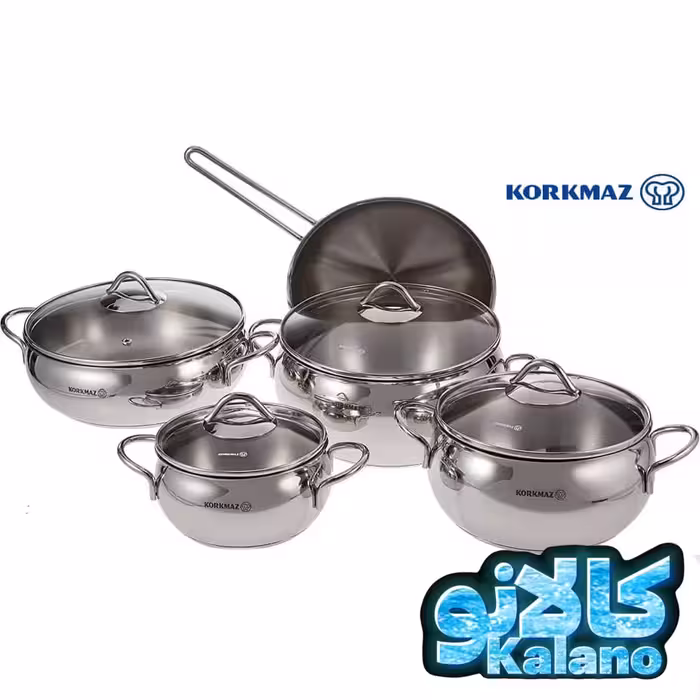 سرویس قابلمه استیل کروکماز ترکیه 10 پارچه با کفی چدنی