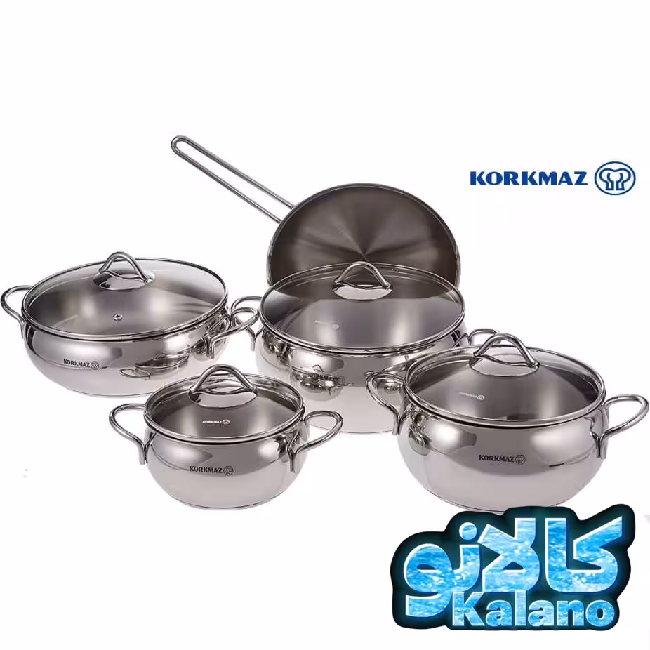 سرویس قابلمه استیل کروکماز ترکیه 10 پارچه با کفی چدنی