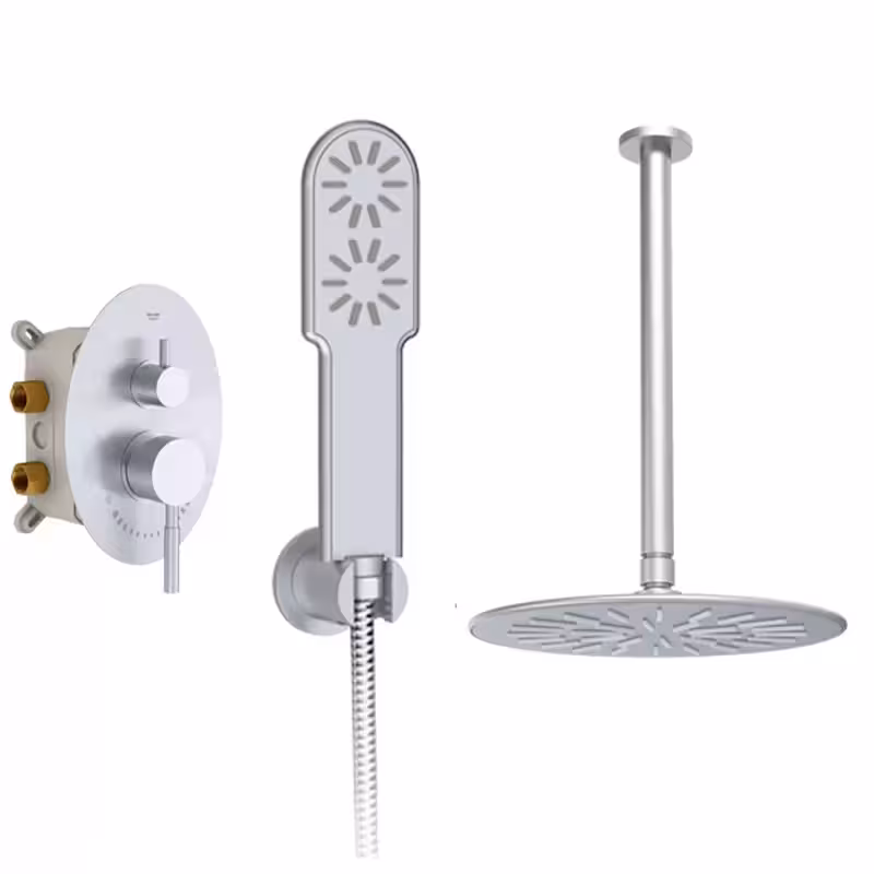 شیر حمام توکار شودر مدل روگن تیپ 3 BRASS کروم مات