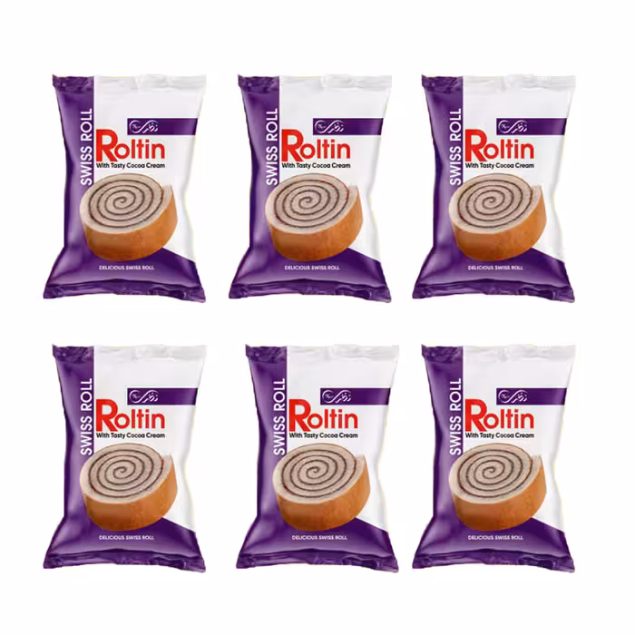 کیک اسفنجی لایه ای با کرم کاکائو رولتین نظری 65 گرمی بسته 24 عددی