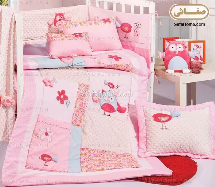 روتختی نوزاد 6 تکه طرح جغد ستیمو صورتی