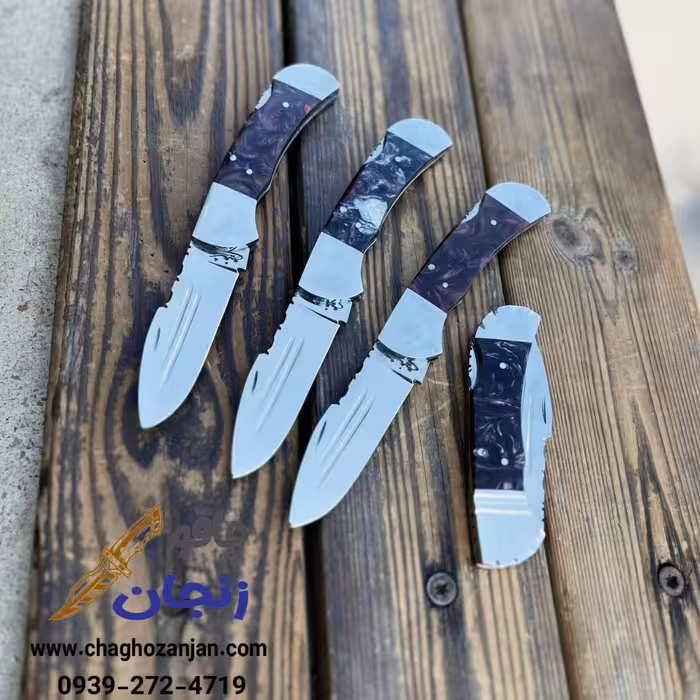 چاقو ضامن دار ضد زنگ طرح جدید تیغه استیل دسته اپکسی استر استیل طول باز شده 18 سانت