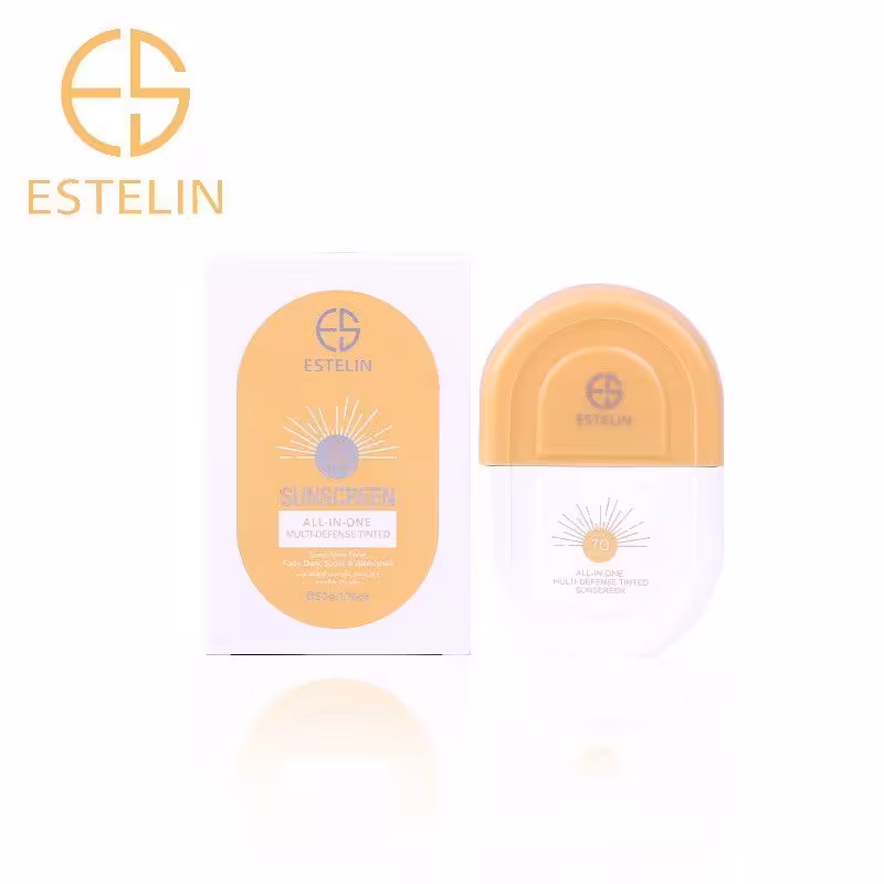 ضدآفتاب استلین رنگی روشن کننده پوست و ضدلک مولتی دیفنس 50 گرم Estelin Sunscreen All-In-One Multi-Defense Tinted spf70    PA