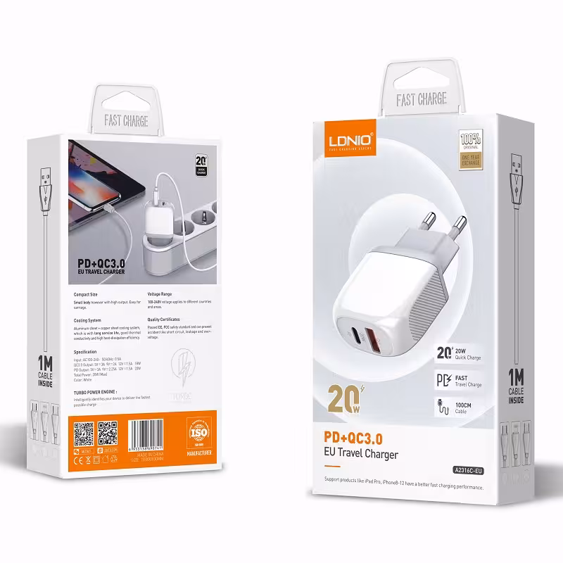 شارژر الدینیو دو پورت یواس بی 18وات A2316C