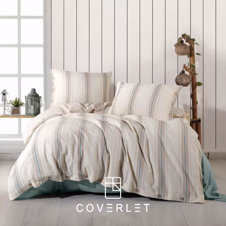 روتختی راه‌راه کرم و سبز دونفره مدل imre