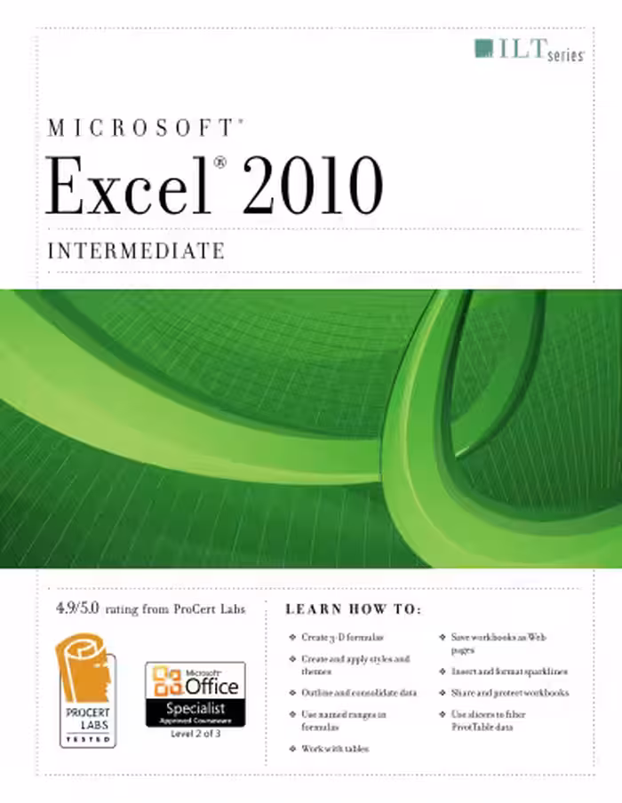 خرید و دانلود نسخه کامل کتاب Excel 2010: Intermediate (Student Manual)