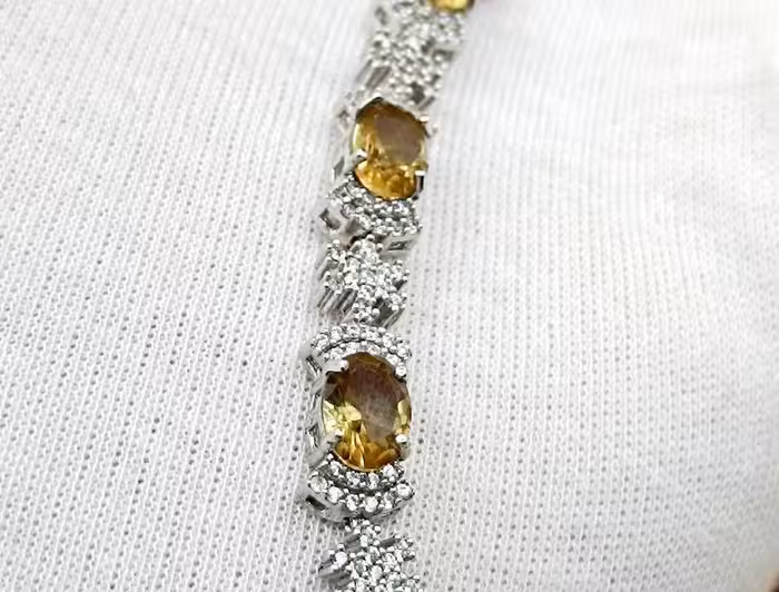 دستبند سیترین طبیعی کد 11775