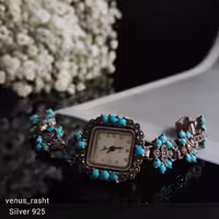 ساعت نقره نگین مارکازیت سنگ فیروزه کد 651