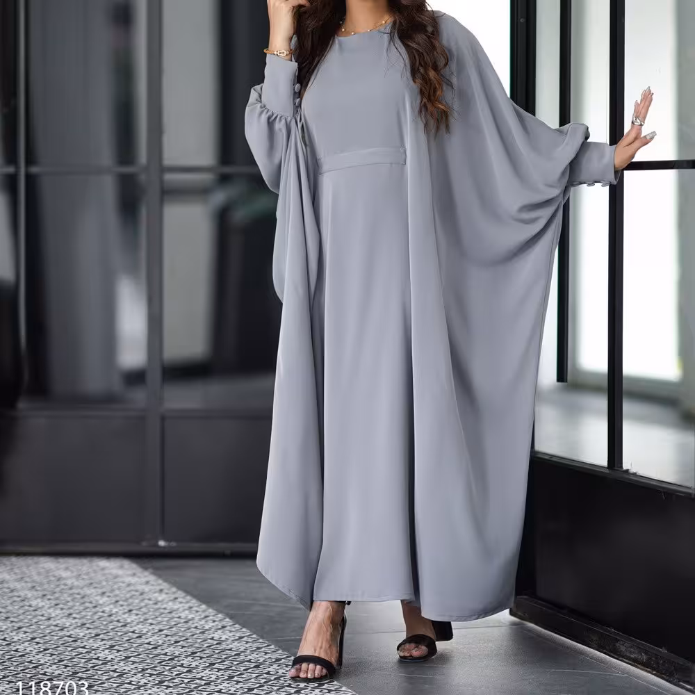  عبای زنانه کرپ الیزا مانتو عبایی بلند و مجلسی تا سایز56  