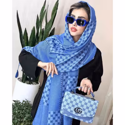 ست کیف و شال مجلسی طرح گوچی آبی