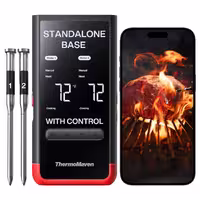 دماسنج گوشت بی‌سیم بلوتوثی ThermoMaven: پایه مستقل، برد نامحدود وای‌فای، 6 حسگر با دقت تایید شده توسط NIST، 2 پروب برای آشپزخانه و باربیکیو