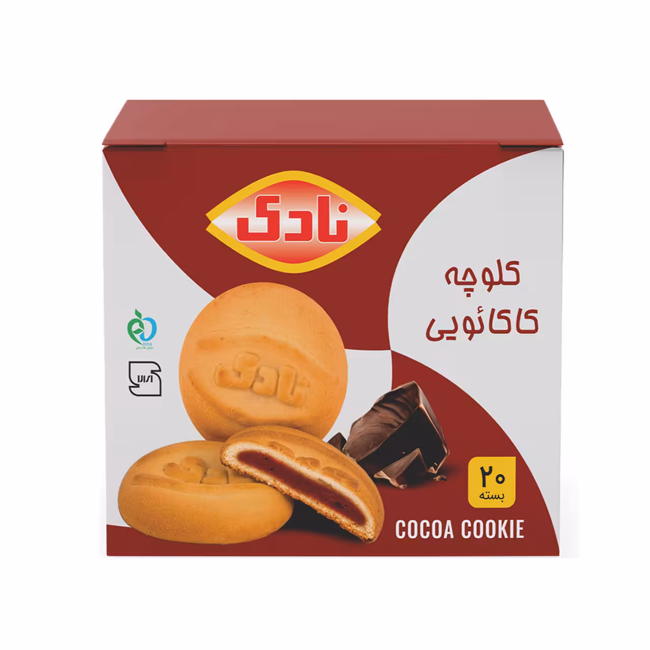 کلوچه کاکائویی نادری 100 گرمی بسته 20 عددی