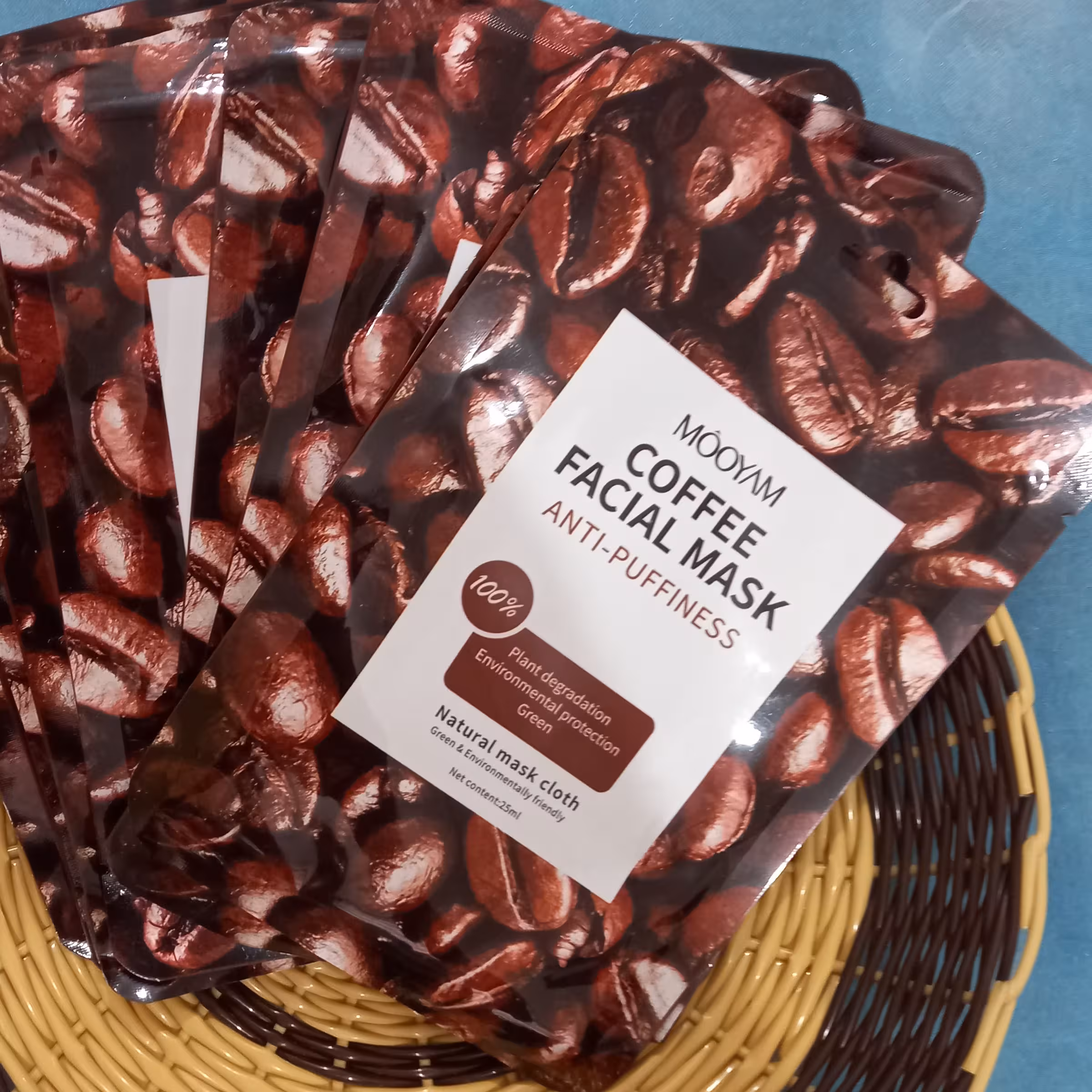   ماسک ورقه ای قهوه  ازبرند کره ای و اورجینال مویام  پک پنج  تایی