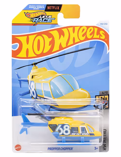 هلیکوپتر دکوری مدل Propper Chopper Yellow برند Hot Wheels