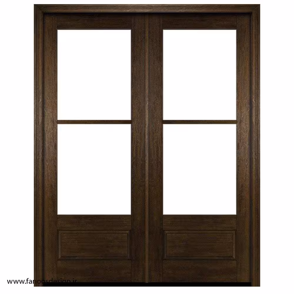 درب داخلی دو لنگه شیشه‌خور کلاسیک مدرن کد1196