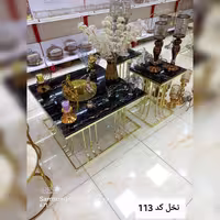 میز عسلی و جلو مبلی فلزی مدل نخل طرح سنگ