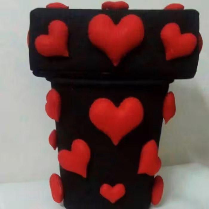 سطل زباله وجادستمالی دستساز نمدی (طرح قلب) 