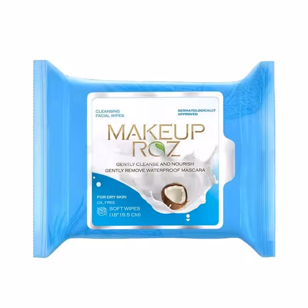 دستمال مرطوب شیر نارگیل میکاپ رز- بسته 25 عددی