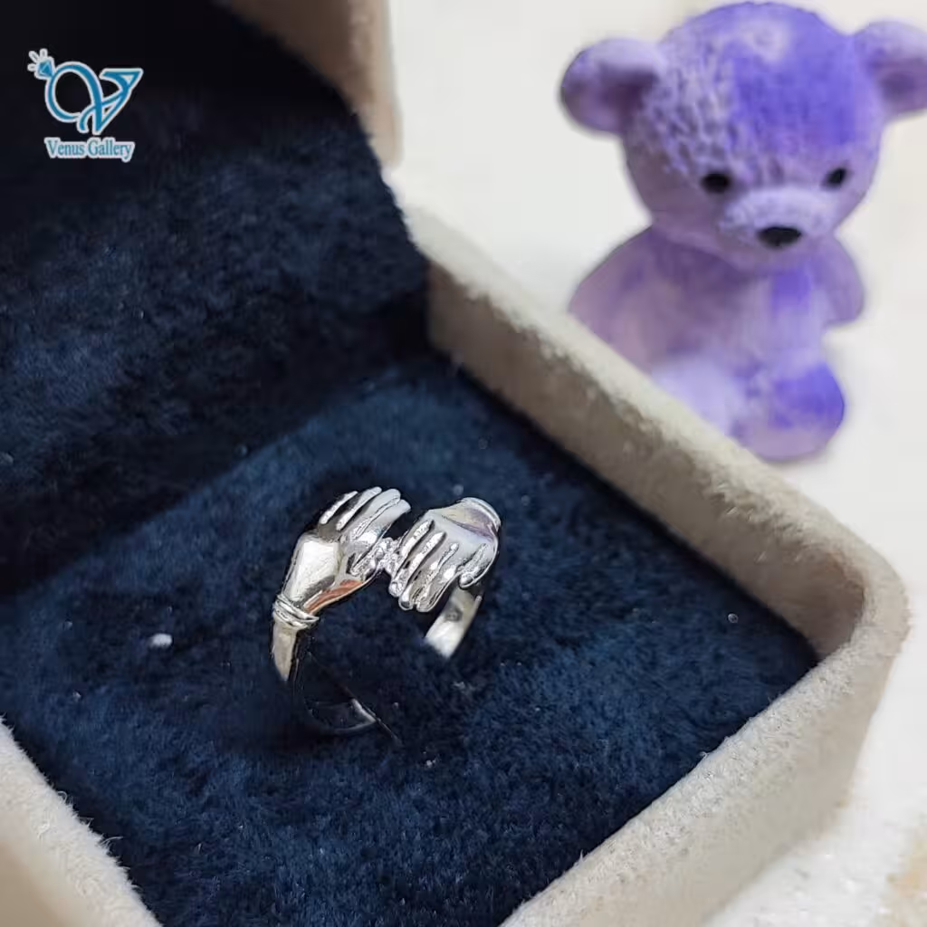 انگشتر نقره دخترانه مدل آغوش کد 5681