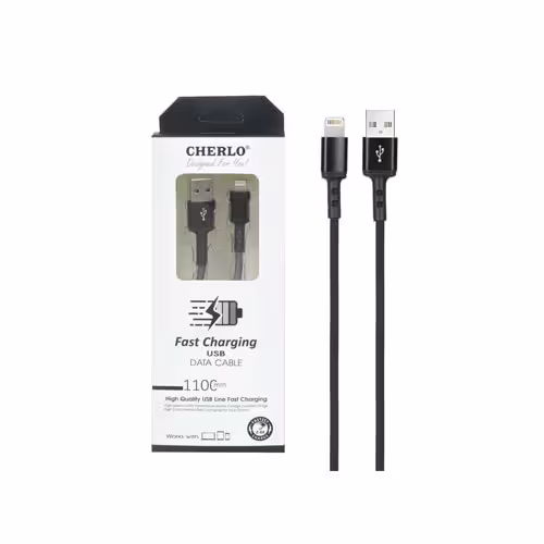 کابل شارژ 1.1 متری فست آیفون CHERLO – مشکی