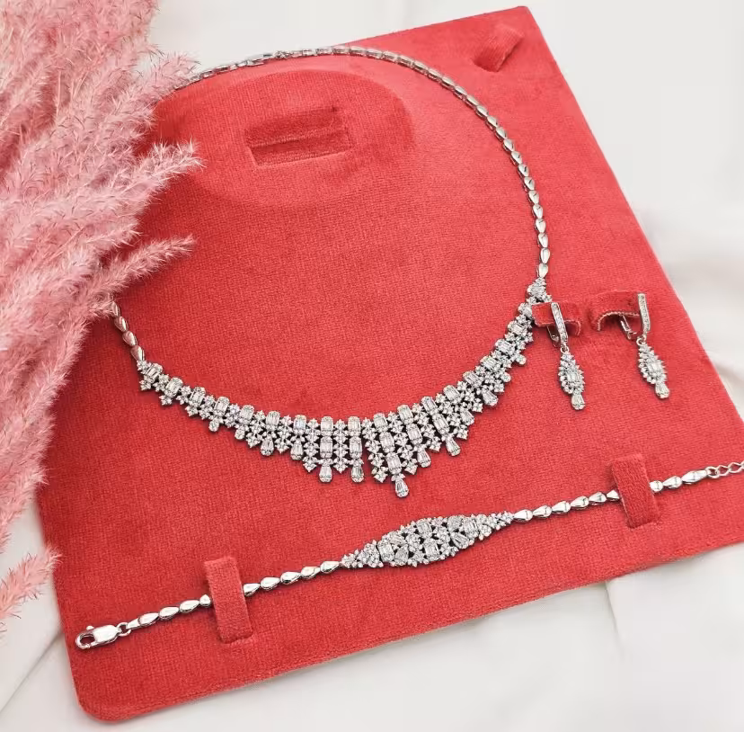 سرویس نقره جواهری زنانه کد 60379