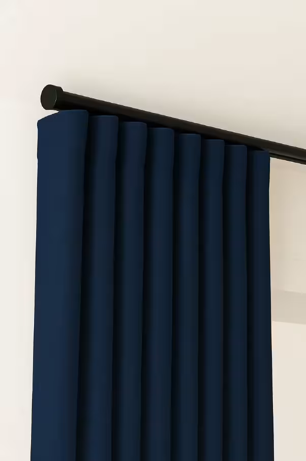 پرده مینیمال کتان ساده سرمه ای تیره کد 35