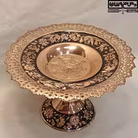 شیرینی خوری مسی الماس تراش پایه دار دستساز نانو زنجان سایز 2 مدل آلبرتی