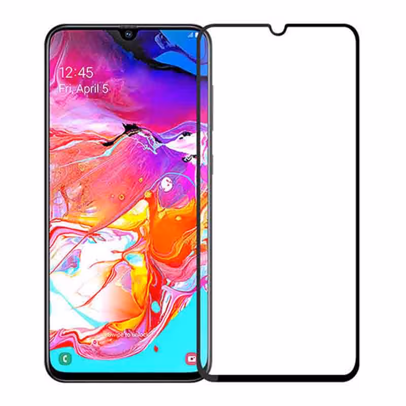 محافظ صفحه نمایش شیشه ای گلس سامسونگ A70 تمام چسب و تمام صفحه Full Glass Screen Protector Samsung Galaxy A70