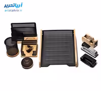 ست لوازم اداری رومیزی 9 تکه چوب و فلز جهان نما