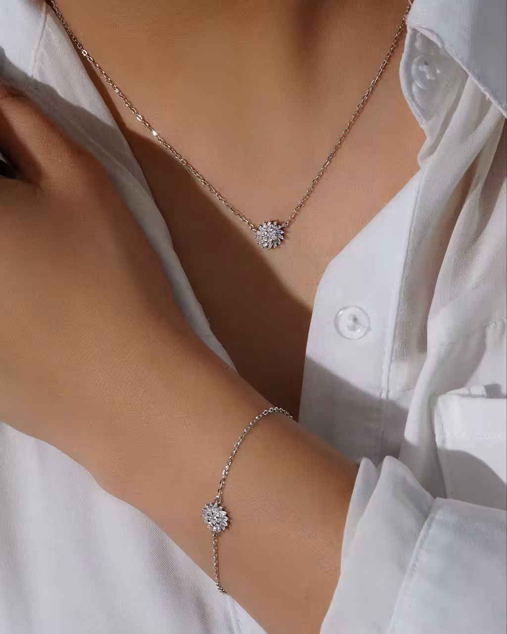 گردنبند و دستبند وارداتی نقره کد 20201