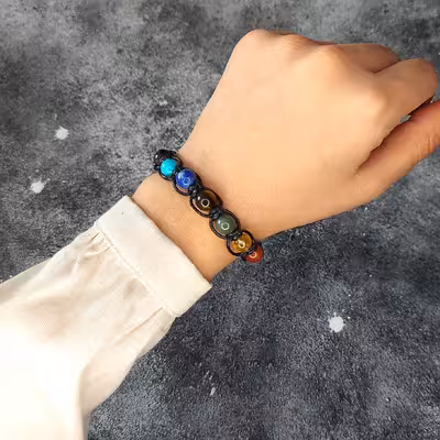 دستبند مدل هفت چاکرا با بافت چرمی66