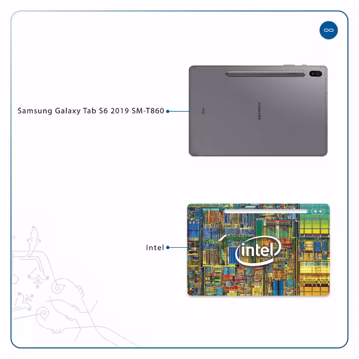 برچسب پوششی ماهوت مدل Intel Brand مناسب برای تبلت سامسونگ Galaxy Tab S6 2019 SM-T860