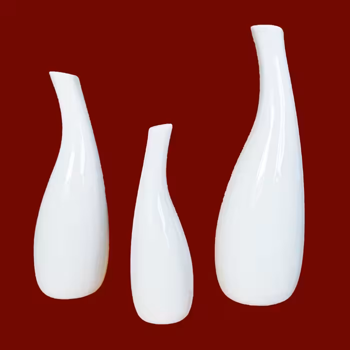 گلدان سرامیکی مدل عاج بسته 3 عددی