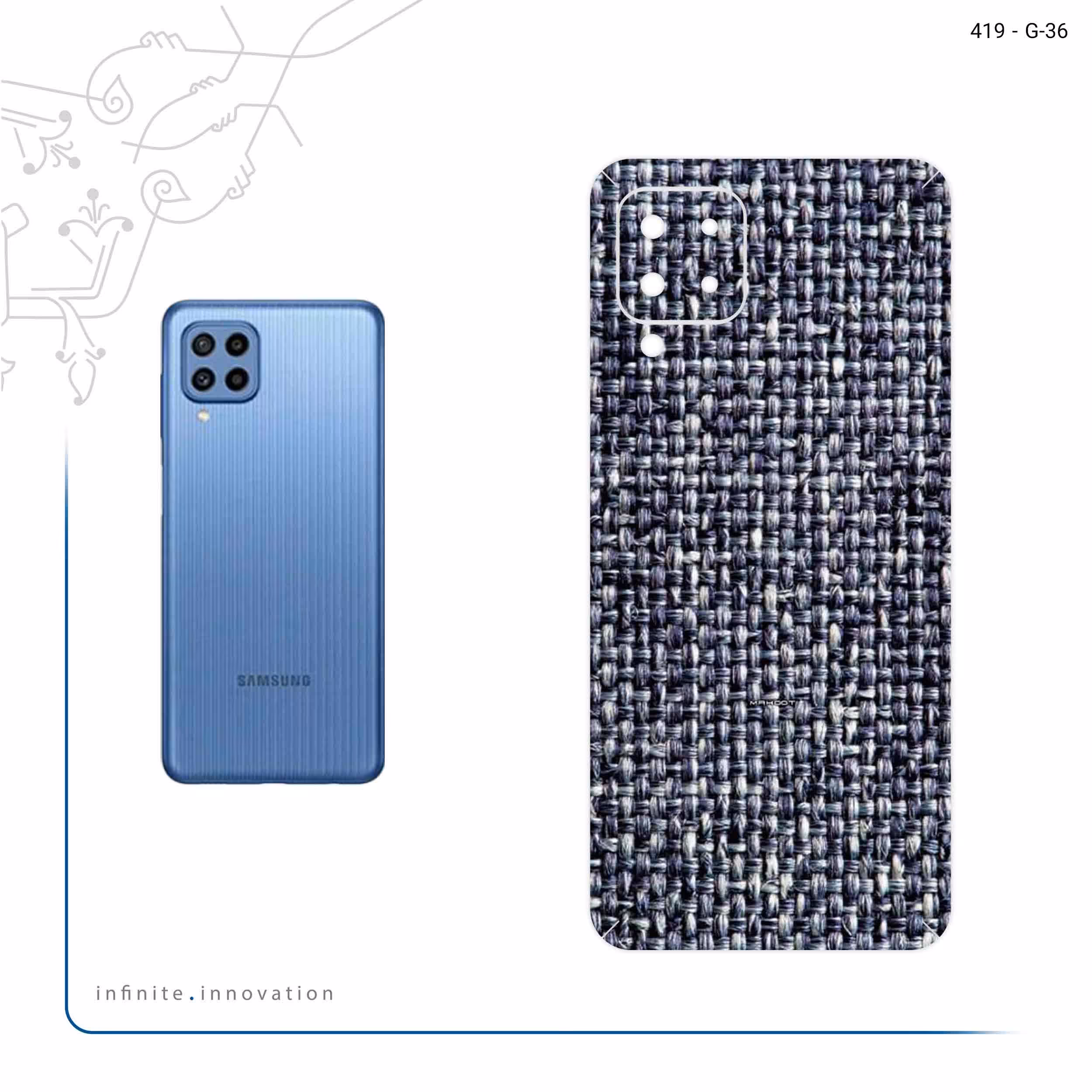 برچسب پوششی ماهوت مدل Fabric Texture 6 مناسب برای گوشی موبایل سامسونگ Galaxy M22