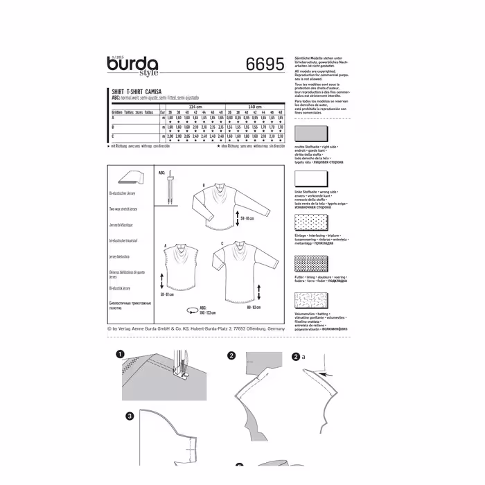 الگو خیاطی تاپ و بلوز زنانه بوردا استایل کد 6695 سایز 36 تا 48 متد مولر