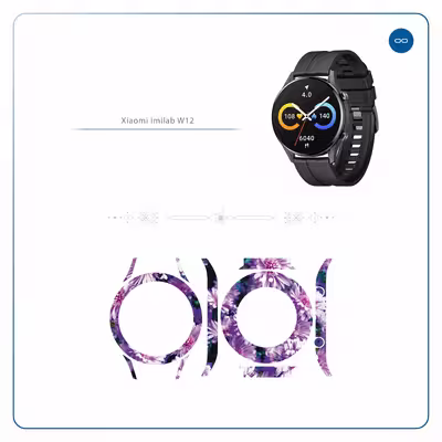برچسب ماهوت طرح Purple_Flower مناسب برای ساعت هوشمند شیائومی Imilab W12