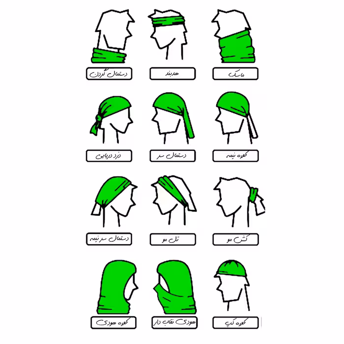 دستمال سر و گردن مدل CHECOM-GREEN30