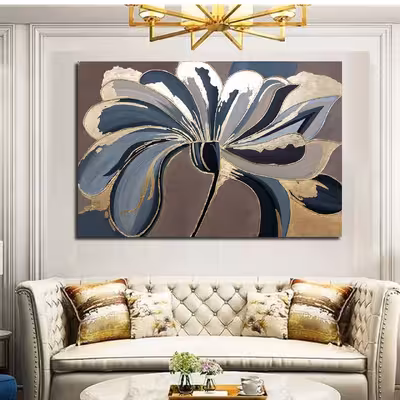 تابلو نقاشی ورق طلا طرح گل دکوراتیو مدل نقش برجسته کد 255