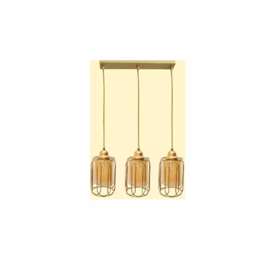 لوستر فلزی | سه شعله | مدل ستاره طلایی | صفحه ریلی