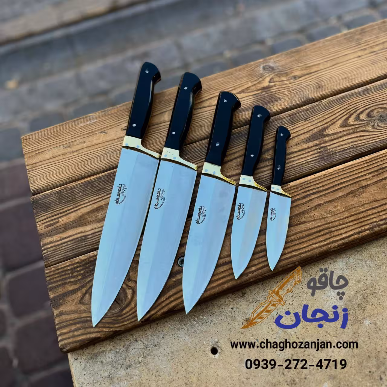 ست 5 پارچه چاقو آشپزخانه فوق العاده با کیفیت دسته پلکسی تیغه استیل