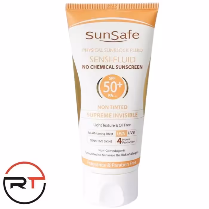 فلوئید ضدآفتاب فیزیکال SPF50 مستعد قرمزی سان سیف