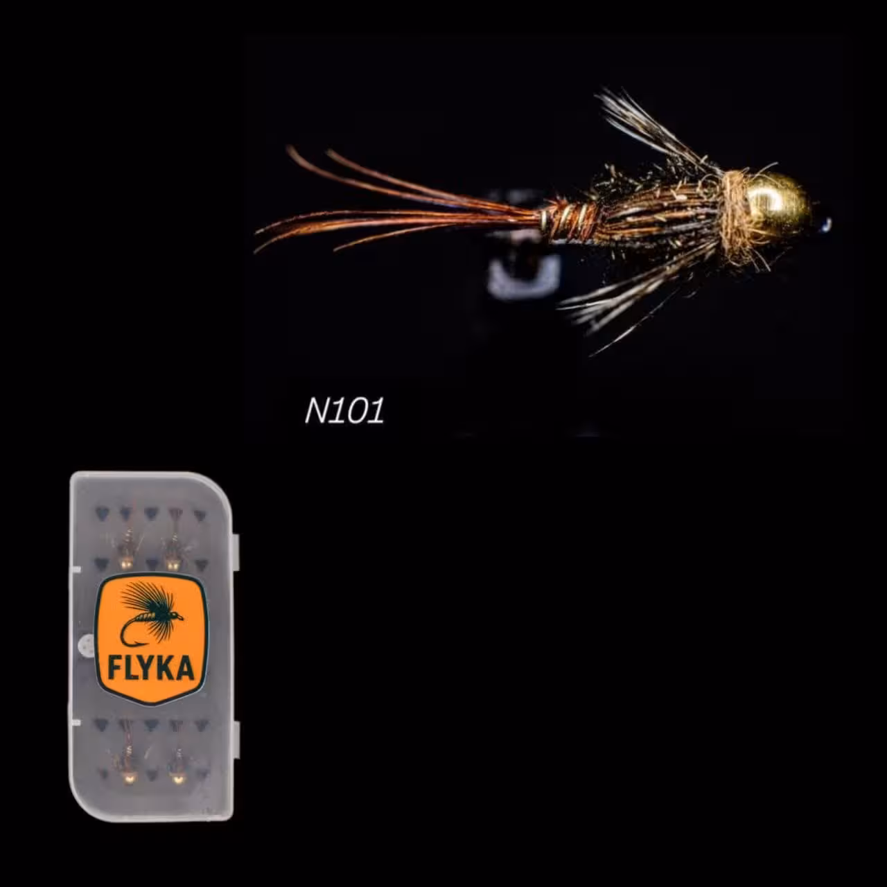 پشه فلای مدل فِزَن‌تِیل (Pheasant Tail) – کد N101 – بسته 5 عددی