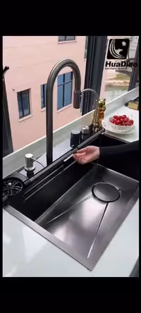 سینک ظرفشویی آبشاری پیانویی 7 کلید فول hyshin