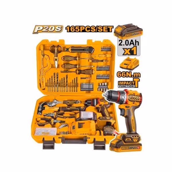 ست 165 پارچه دریل شارژی چکشی اینکو مدل HKTHP11651