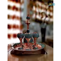 سرویس شربت خوری مسی فیروزه کوبی با روکش پلی استر